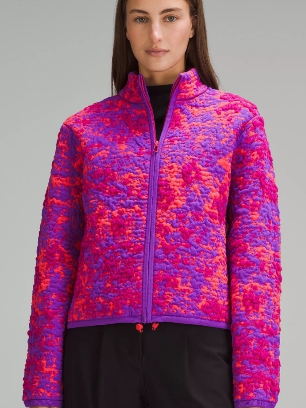 Lululemon Vibrant Purple Insulated Jacquard Full-zip Jacket Size MEDIUM
